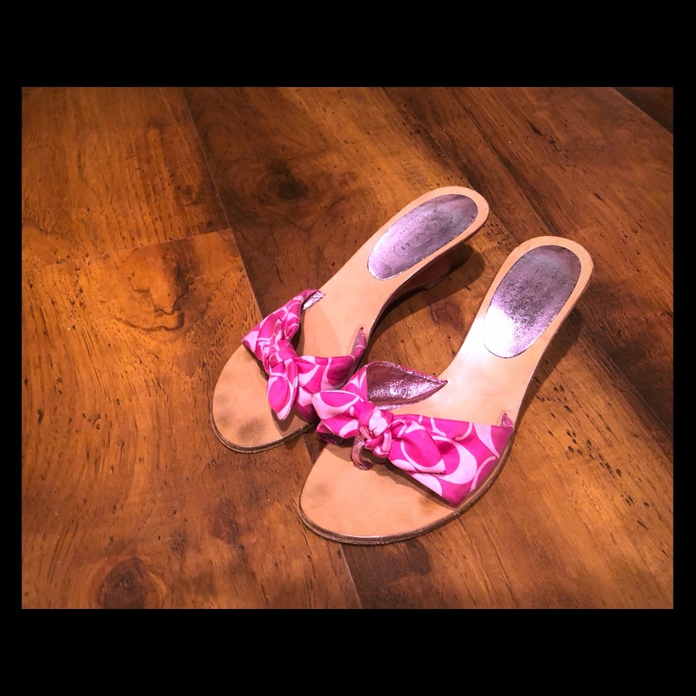 Pink coach sandals
